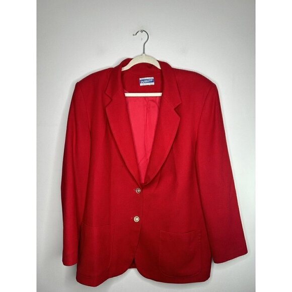 Vintage Pendleton Knockabouts Blazer Jacket Womens Red 100% Virgin Wool - Picture 2 of 10